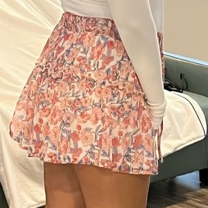 Floral pink white romper skirt mini shorts